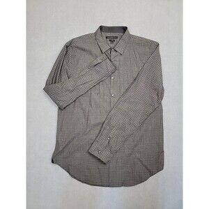 John Varvatos Shirt Mens XL Button Gray Plaid Luxe Lightweight Casual Pockets